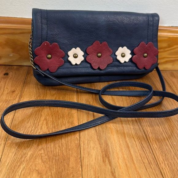 Francesca's Collections Handbags - FRANCESCA’S Navy clustered floral purse Super cute long strap  bag crossbody